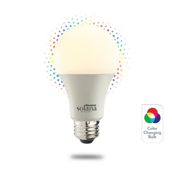 Bulbrite Solana 2-Pack A19 WiFi Connected Color Changing LED Smart Light Bulb, Frost