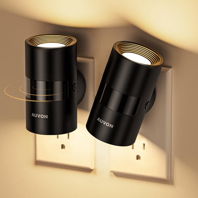 Luz nocturna AUVON Tube LED Plug-in con sensor de movimiento, paquete de 2