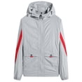thumbnail image 4 of GUZOM Mens Lightweight Windbreaker Jacket Hooded Water Resistant Windproof Athletic Jacket for Outdoor Hiking Nylon Spandex Full Zip Striped Sleeves Gray,Size L, 4 of 4