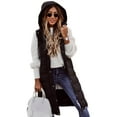thumbnail image 2 of Women Warm Keeping Long Gilet Solid Colour Sleeveless Zipper Puffer Jacket Hooded Waistcoat Midi Length Down Vest Thicken Quilted Coat Padded Outwear Streets, 2 of 6