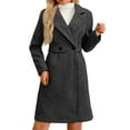 thumbnail image 3 of Women's Long Wool Blend Trench Coat,Classic Notch Lapel Double Breasted Overcoat,Slim Fit Mid-Length Fall Winter Coat for Women,Elegant Formal Outerwear with Pockets,Warm Dressy Longline Coat, 3 of 7