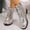 Silver, variant on Women’s Metallic Lace‑Up Combat Ankle Boots, Round Toe Side Zipper Block Low Heel Booties, Buckle Strap Decor Non‑Slip Casual Fashion Short Boots for Party