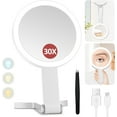 thumbnail image 1 of Lighted Makeup Mirror, 30X Magnifying Mirror with Light and Adjustable Brightness, Hanging and Handheld Mirror with Handle, Portable Travel Makeup Mirror with Lights, Vanity Mirror for Women, 1 of 7