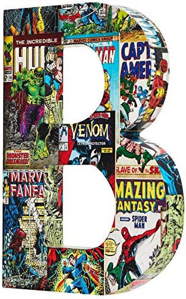 Marvel Superhero Retro Comics Wooden Letter 'B' with Hooks