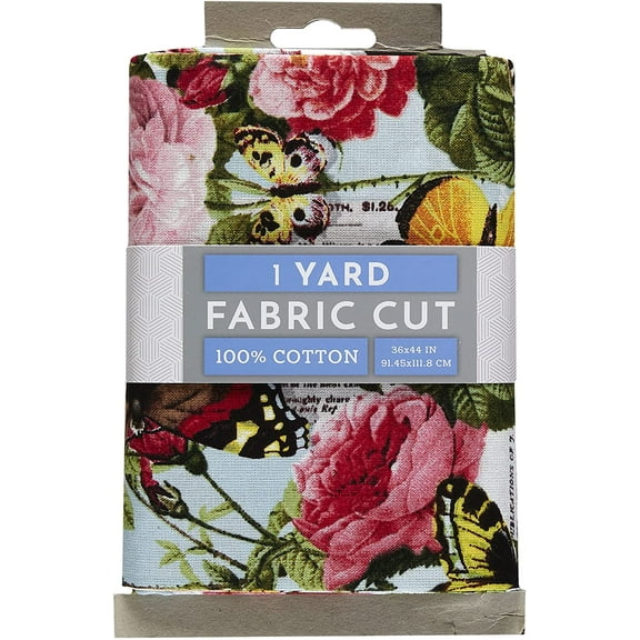 David Textiles, Inc 36" Cotton Butterflies Floral Sewing & Craft Fabric 1 yd Pre-cut, Blue