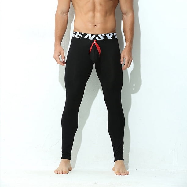 Pantalones largos de algodón para hombre, calzoncillos blancos finos de otoño e invierno, pantalones cálidos, tendencia de moda ajustada en blanco y negro
