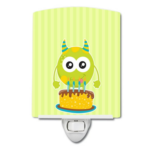 Caroline's Treasures BB9101CNL Birthday Monster Cake Ceramic Night Light, 6x4x3", multicolor