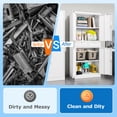 thumbnail image 6 of Metal Storage Cabinets with 2 Drawer and Adjustable Shelves, Locking Storage Cabinet for Pantry Kitchen Home Office Garage Living Dining Room (White), 6 of 10