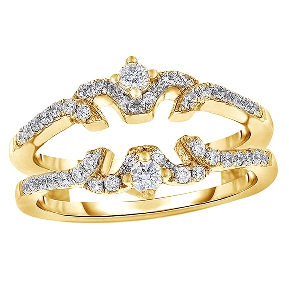 AFFY White Natural Diamond Butterfly Design Solitaire Enhancer Ring in 14k Yellow Gold (0.5 Cttw)