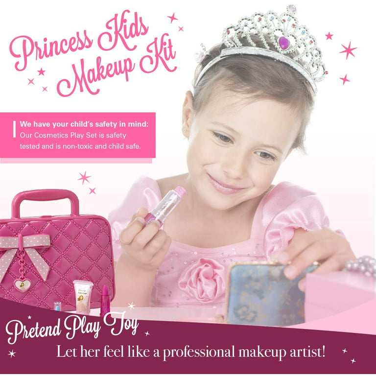 Relax Washable Makeup Girls Toy - Kids Makeup Kit for Girls, Non Toxic Make Up Set, Little Girls Makeup Kit for Toddler Children Princess, Christmas