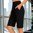 thumbnail image 5 of Plus Size Shorts for Women's High Waist Yoga Shorts 5", Relaxed Fits Bermuda Shorts with Pockets, Soft Stretch Sports Daily Bottoms Black XL, 5 of 9