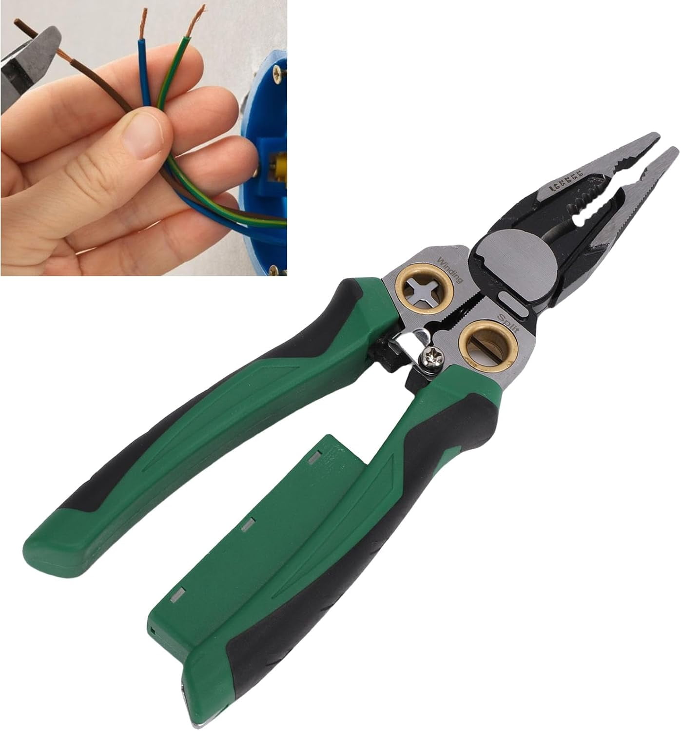 Wire Stripper, 8 in 1 Cable Cutter Crimper with Voltage Tester, Electric Wire Stripper Tool Crimper for Copper Aluminum Steel Wires, Cable Stripper for Sharpening, Cutting