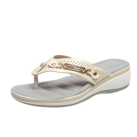 

Women Casual Summer Sandals with Arch Support Flip Flops Platforms Wedge Sandals Beach Leather Womens Shoes Walking