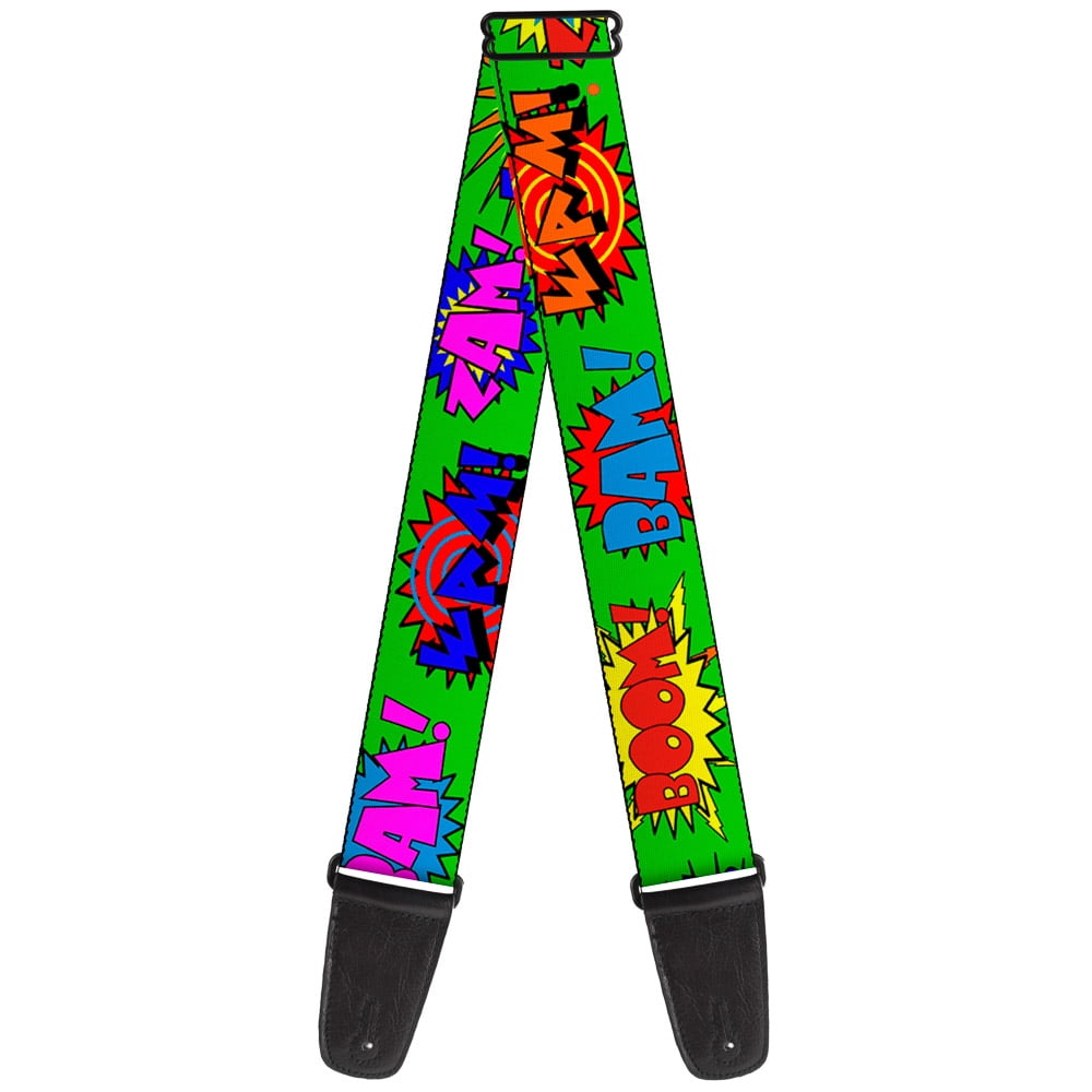 Buckle-Down Guitar Strap, Sound Effects Green Multi Color, 2 Inches Wide
