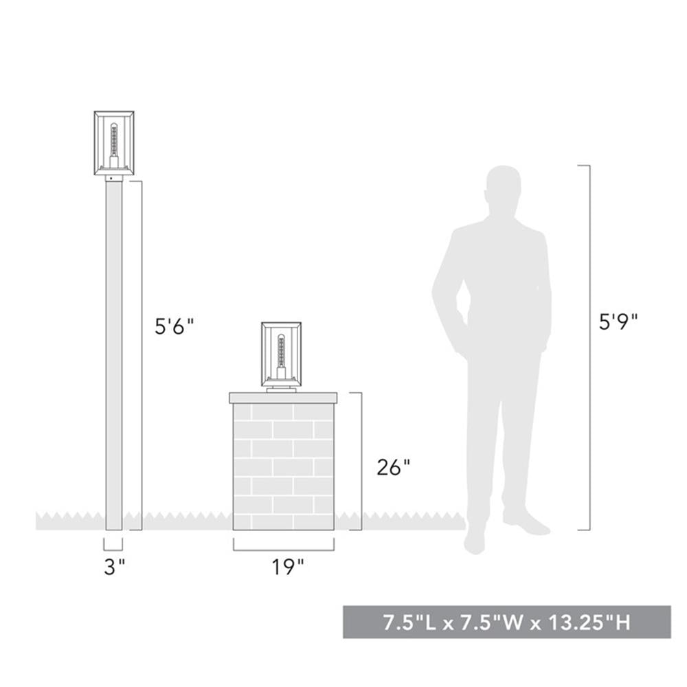 Smyth 1-Light Outdoor Post Light in Natural Black and Opal Glass