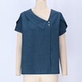thumbnail image 4 of Kelon Blouses for Women Short Sleeve Shirts Crew Neck Linen Cotton Fashion Clothes Vacation Outfits Summer Going Out Basic Tee, XL, 4 of 7