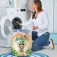 thumbnail image 4 of Happy St. Patrick’s Day Chihuahua with Green Hat Shamrocks Rainbow Foldable Laundry Basket Dog Lover Gifts Idea Organizer Storage with Handles - 03007, 4 of 5