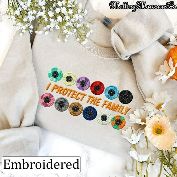 Embroidered I Protect The Family Sweatshirt, Funny Music Fan Embrodiery Shirt, Retro Concert Tee, Vintage Streetwear, Gift for Music Lovers