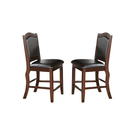 Faux Leather Upholstered Dining Height Chairs, Brown(Set of 2)