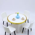 thumbnail image 3 of Juego de mesa y sillas de comedor en miniatura, moderno, blanco y dorado, 3 of 3