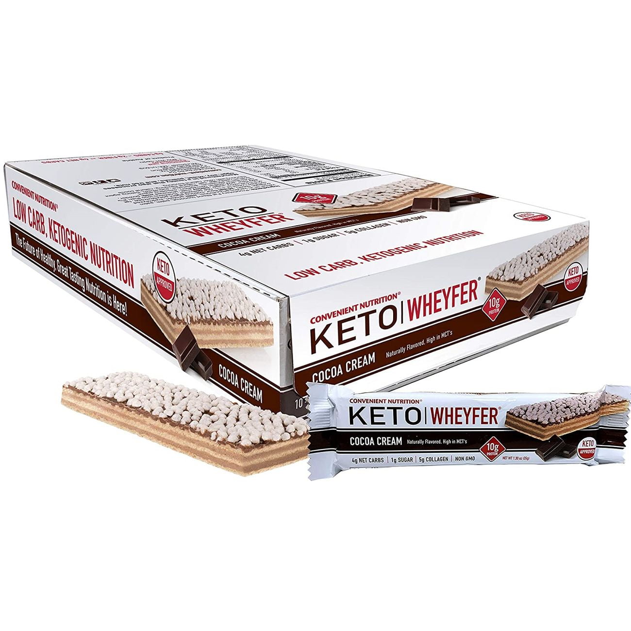Convenient Nutrition Keto WheyFer Protein Bars Cocoa Cream (10 Bars)