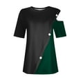 thumbnail image 5 of Cold Shoulder Tops for Women Plus Size Shirt Summer Casual Crew Neck Color Block Button Blouse, 5 of 7