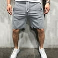 thumbnail image 2 of Hauaitttt Men's Casual Mid Waist Shorts Pant Solid Splice Pocket Knee Length Shorts Casual Loose Fashion Pant Short Pole Sweat Pants Casual Track Pants 42x29 Mens Pants Thrill Sweatpants Boy 9 10, 2 of 7
