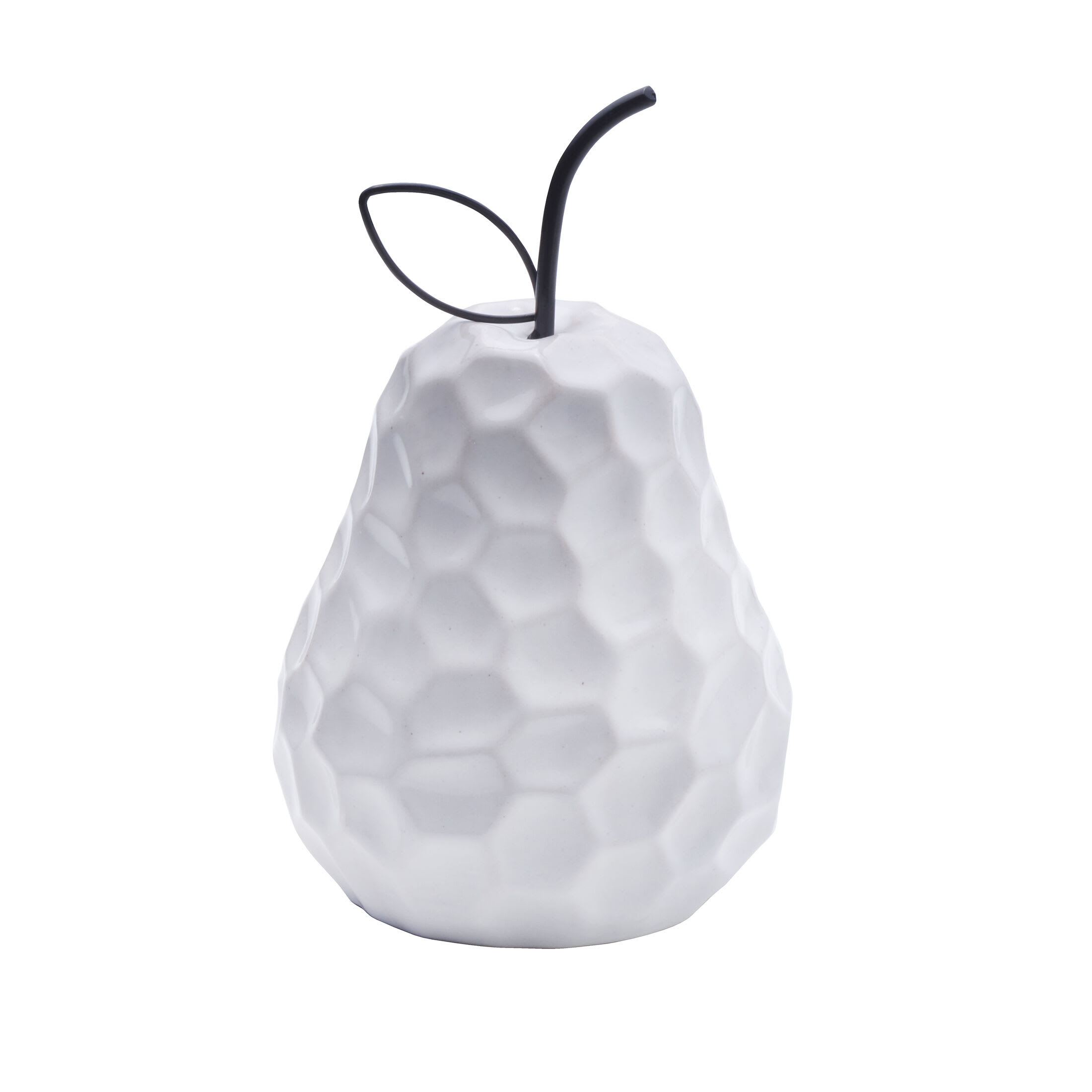 Elements 7.8 inch Textured Ceramic Pear Figurine, White