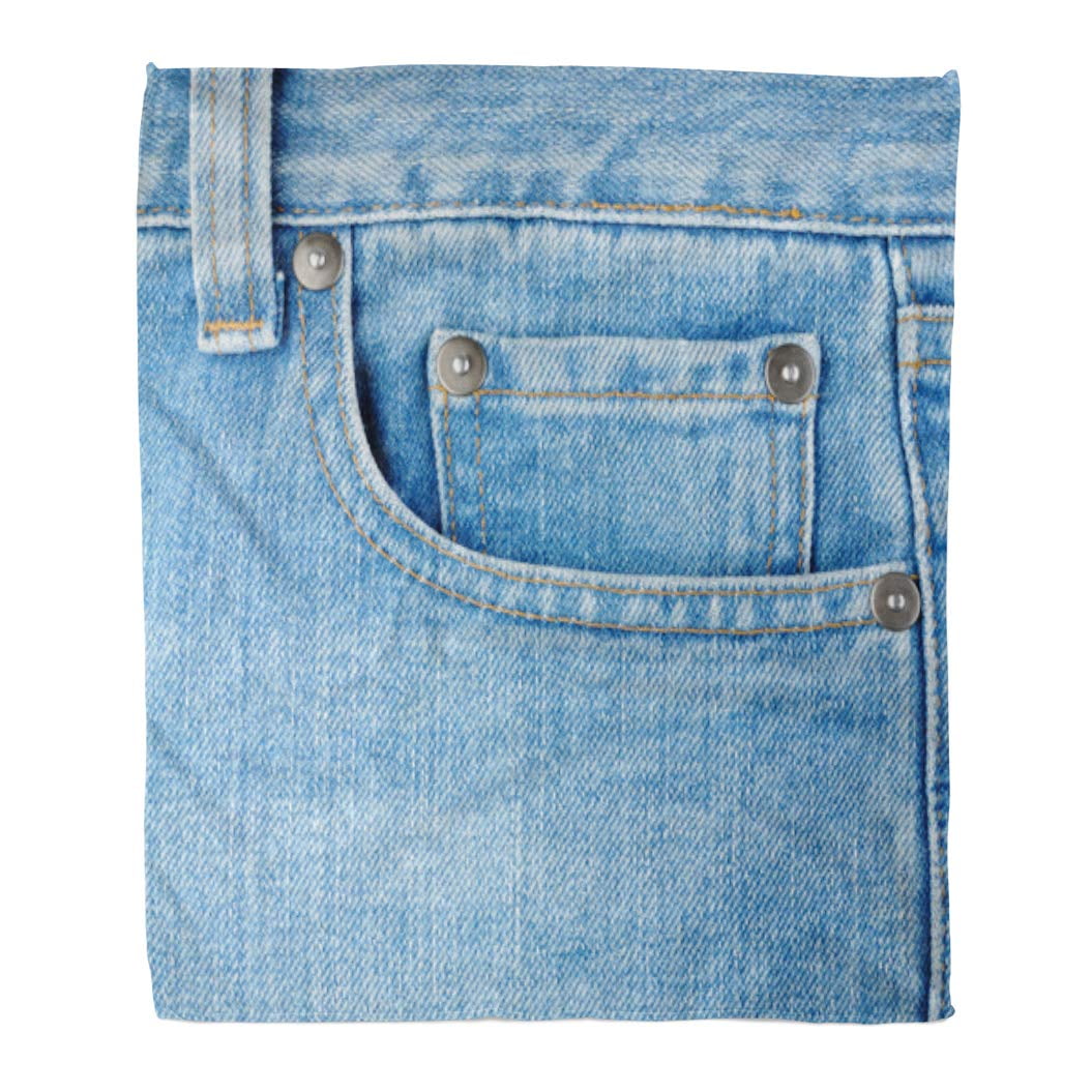 ASHLEIGH Flannel Throw Blanket Denim Blue Rivet Pocket on Jeans Canvas ...