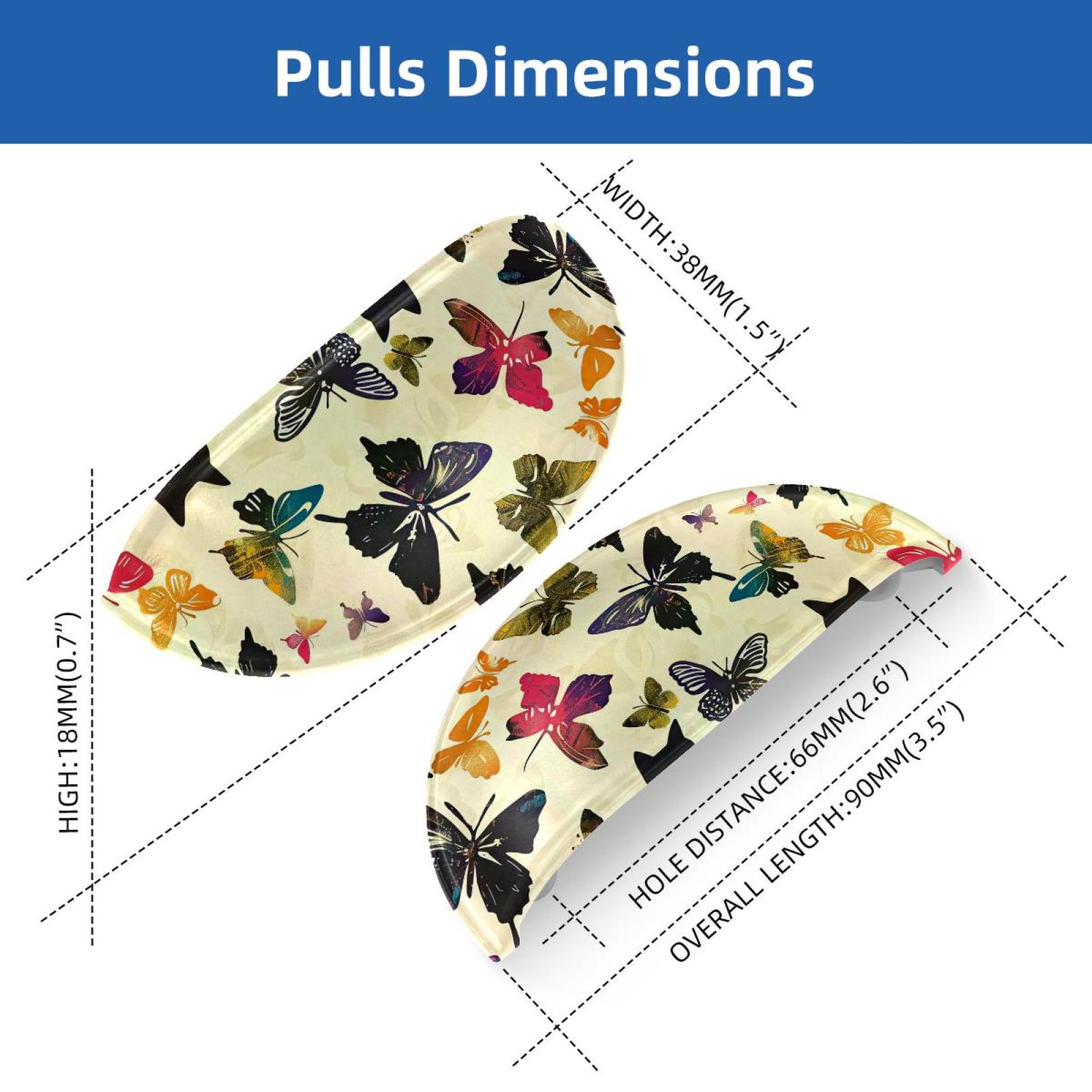 PhooArto 6 Pcs Cup Drawer Pulls, Cats Butterflies Pattern Shell Shape Handles Cabinet Knobs for Dresser Cupboard Closet Wardrobe with Screws