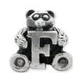 thumbnail image 4 of Letter F Teddy Bear Kids Charm .925 Sterling Silver Antiqued Reflection Beads, 4 of 5