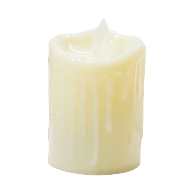 Inteprter Lámpara de de decoración LED sin llama de luz de té de plástico eléctrico con luz de vela, superficie acanalada, beige Type3 NO3 Inteprter HA002791-04