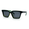 thumbnail image 4 of Locs Retro Beveled Frame Horn Rim Rectangle Gangster Sunglasses Black Green - Black, 4 of 7