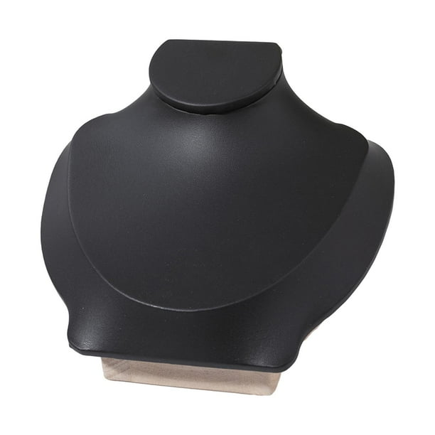 Busto de joyería con cadena para collar, modelo de busto, vitrina, soporte para joyas de madera Negro