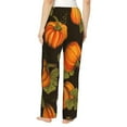 thumbnail image 3 of Sigee Orange Pumpkin Print Women's Soft Pajama Pants - Breathable and Comfortable Lounge Sleep Bottoms with Elastic Waistband and Pockets-Large, 3 of 9