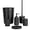 Black Effect, variant on 6 Piece Bathroom Accessories Set, Toothbrush Holder, Toothbrush Cup, Soap Dispenser,Bathroom Vanity Tray, Qtip Holder, Trash Can - Cement