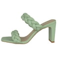thumbnail image 2 of Soda Shoes Women Block High Heel Sandals Braided Band Square Toe FOUND-S Light Green Mint 7, 2 of 3