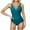 Blue, variant on Women's Tummy Control One Piece Swimsuit V-Neck Crisscross Ruched Push Up Slim Bathing Suit Summer Beach Swimwear Purple