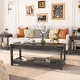 thumbnail image 4 of Aheaplus 43.3" Farmhouse Coffee Table with Storage Shelf, Rustic Wood Center Table for Living Room,Gray Oak, 4 of 7