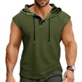 thumbnail image 1 of Ceisia Men's Loose Sleeveless Hooded Athletic Tank Top Breathable Quick Dry Workout Shirt Army Green XL Gifts, 1 of 7