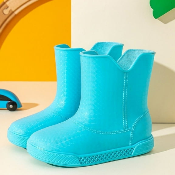 Children's Rain Boots For Boys And Girls In The Spring And Summer Rainy Season Fashionable Cute Solid Color Water Shoes Rubber Shoes Baby Mid Top Tube Rain Boots Suede Boots Girls Boot for Girls Size