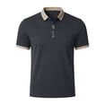 thumbnail image 7 of DPTALR Men's Casual Contrast Trim Short Sleeve Button Polo Shirt,Gray,Big Men's,Tall Men's XXL,Young Men's T-shirt, 7 of 7