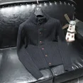 thumbnail image 4 of Cárdigan de cuello alto de color liso, suéteres de punto de cuello alto para hombres, ropa de hombre negra lisa, sin capucha, holgado, tendencia 2024, cigarrillo, 4 of 4