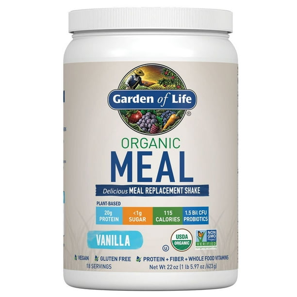 Garden of Life Organic Meal Replacement Shake Powder, Vanilla, 20g