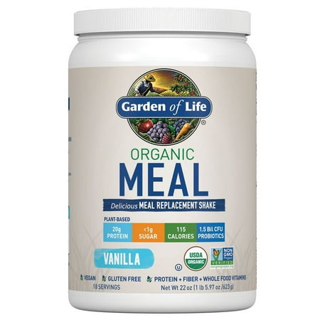 Garden of Life Organic Meal Replacement Shake Powder, Vanilla, 20g Protein, 1.4lb,