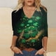 thumbnail image 1 of TaTaai Women's St. Patrick's Day Printed T-Shirt V-Neck 3/4 Sleeve Loose Fit Casual Top Irish Festival Design Spring Holiday Blouse Gift, 1 of 5