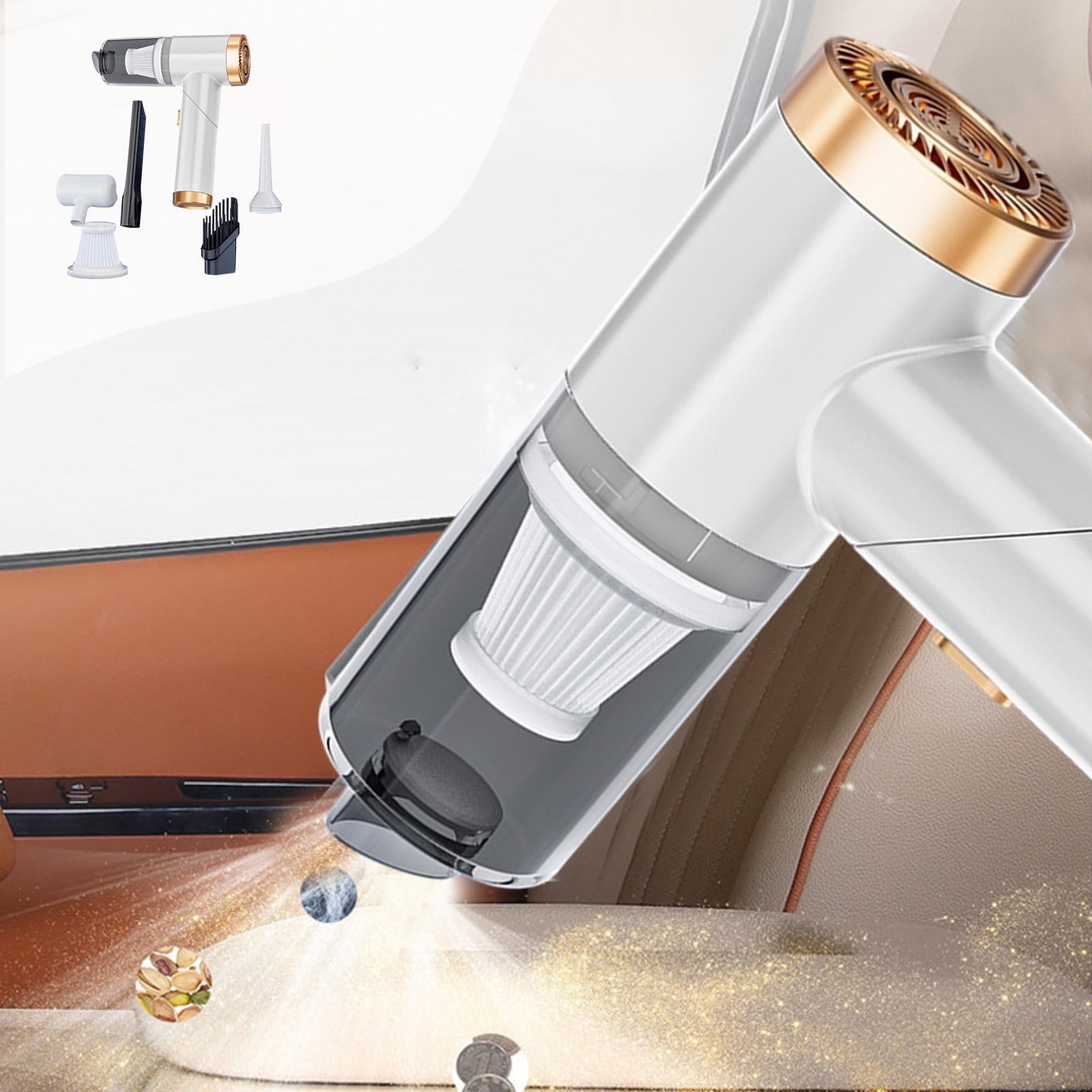 HBBKVI Handheld Vacuum Cordless, Handheld Car Vacuum Cleaner, Powerful Suction Small Car Vacuum Cleaner, Foldable Dusts Buster with Filter Portable Vacuum Cleaner