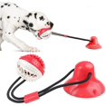 thumbnail image 1 of Juguete molar multifuncional para mascotas, juguete de cuerda para perros con ventosa, pelota limpiadora de juguetes para mascotas, juguete masticable con ventosa (rojo y blanco), 1 of 5