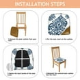 thumbnail image 4 of Blue and White Pioneer Flower Seat Covers for Dining Room Chairs Set Of 4,Stretch Printed Washable Chair Seat Cover with Elastic Ties and Button,Removable Waterproof Couch Cushion Covers, 4 of 6