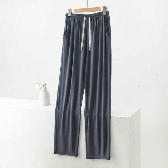 lmcalzta Mens Pj Pajama Pants Bottom Lounge Pants Sleepwear Nightwear with Pockets Lightweight Breathable